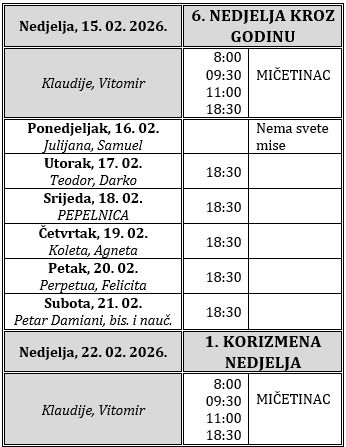 Raspored svetih misa