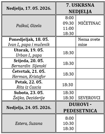 Raspored svetih misa