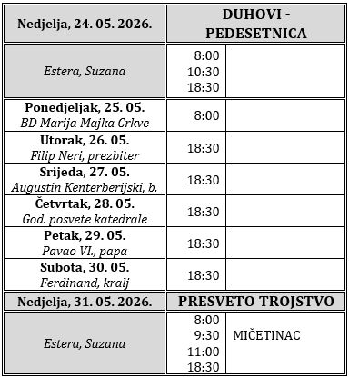 Raspored svetih misa