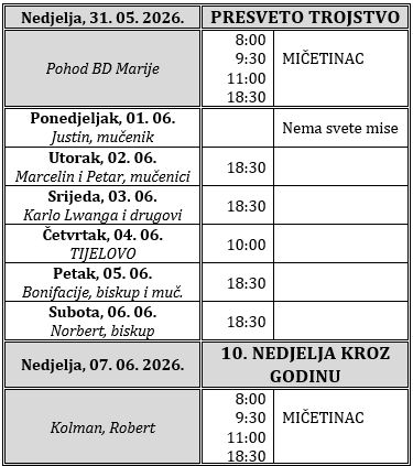 Raspored svetih misa